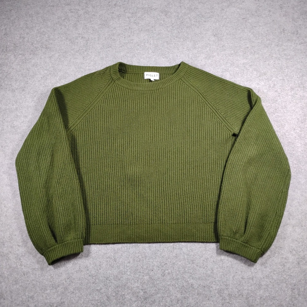 Piglet Olive Green Crewneck Sweater - Women
